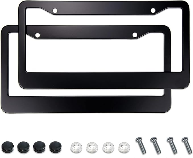 Matte Black License Plate Frames - Airxwills License Plate Covers, 2 Packs Universal Aluminum Tag Frame for License Plate for Front and Rear Car Tag.