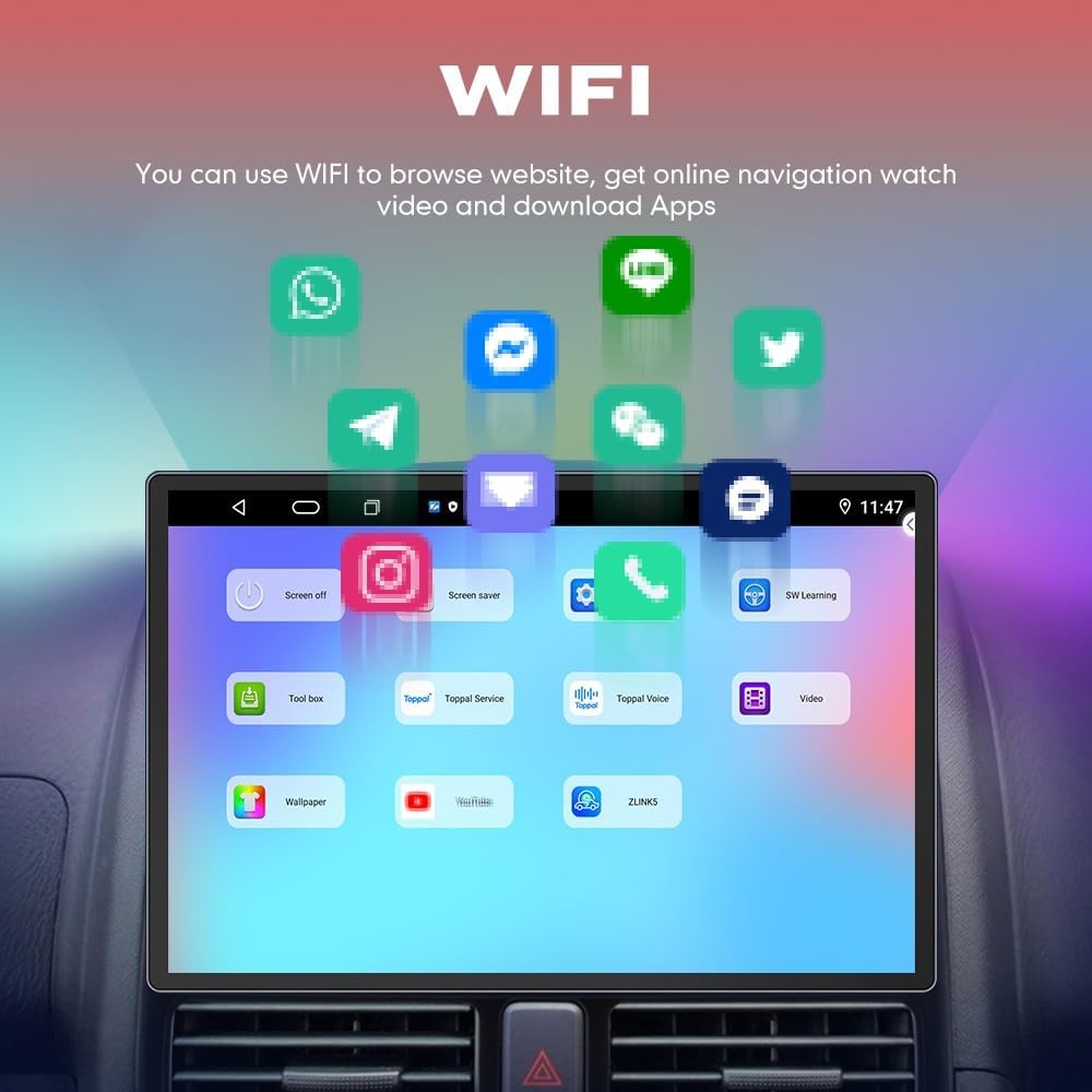 Kunfine Car CarPlay Android Auto Navigation Stereo GPS Radio Camera Display 13.1" QLED Touchscreen Headunit Tablet Media Player for Peugeot 301 2013-2022, if Applicable Octa Core 8G+256G Gloss Black