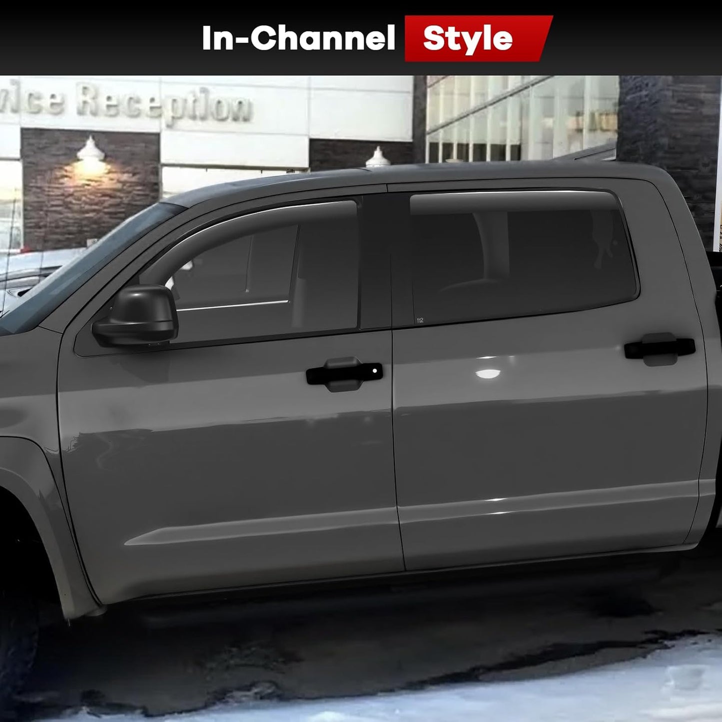 4PCS in Channel Rain Guards for Toyota Tundra Crew Max 2007 2008 2009 2010 2011 2012 2013 2014 2015 2016 2017 2018 2019 2020 2021, Vent Window Visors Shades, Durable Wind Deflectors