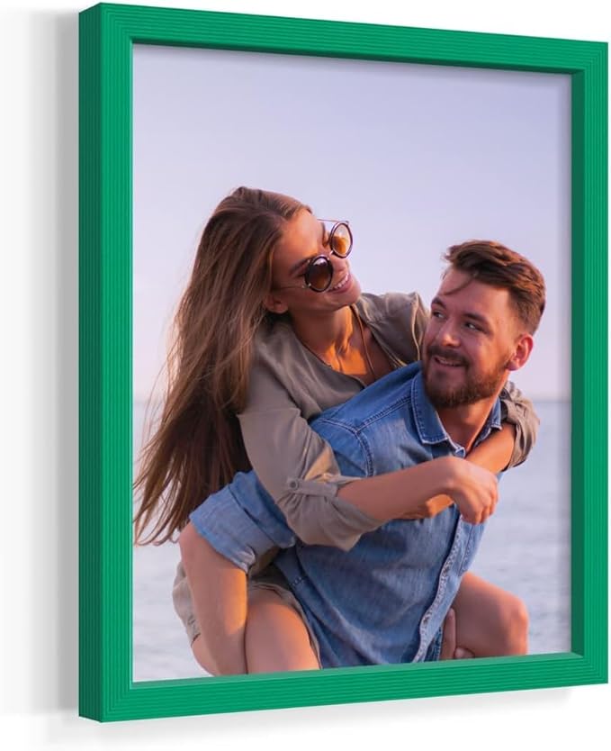 Renditions Gallery 8X10 Custom Photo Prints with Real Wood Picture Frames. Create Personalized Photos with Peel & Stick Photo Frames. Single, Green Frame