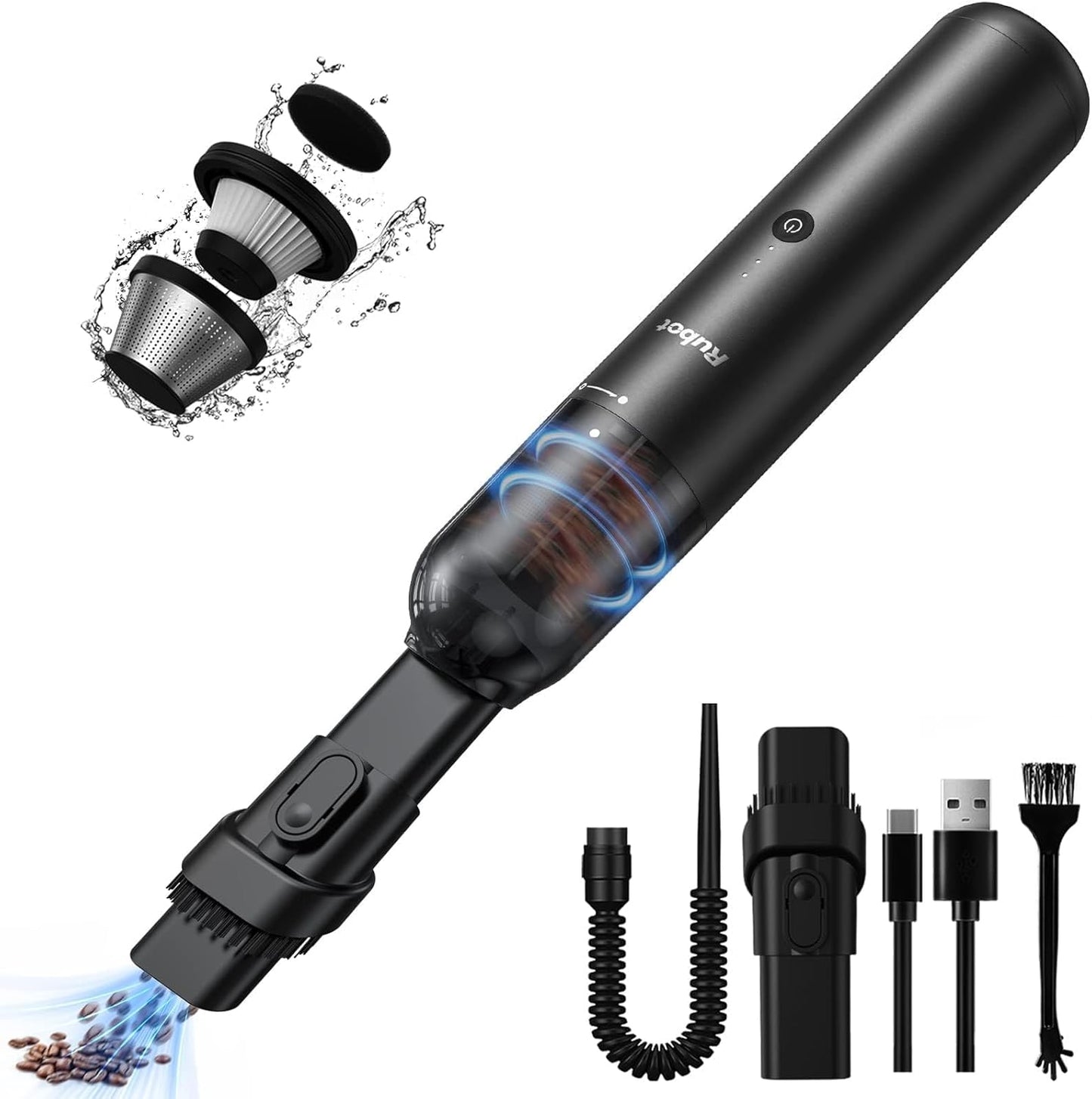 RUBOT Handheld Vacuum Cleaner, 16000PA Powerful Suction Car Vacuum Protable Cordless，Keyboard Cleaner Mini Cordless Vacuum for Car Home and Office