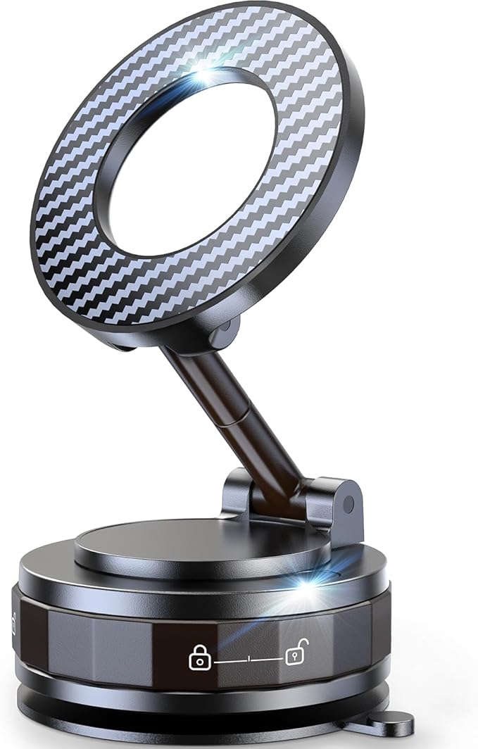 Vacuum Magnetic Car Phone Holder for Mag-Safe [89+LBS Suction & 3200gf Magnetic] 360° Adjustable Ultra Suction Cup Phone Holders for Your Car, Car Mount for iPhone 17 Pro Max 16 15 14 13 12 Air Plus