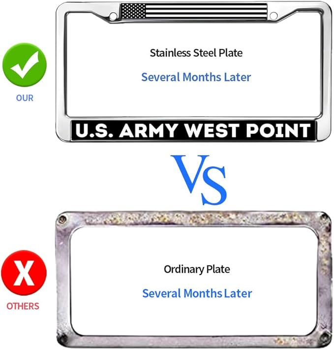 US Army West Point License Plate Frame for Patriotic People Proud US Flag License Plate Frame Metal