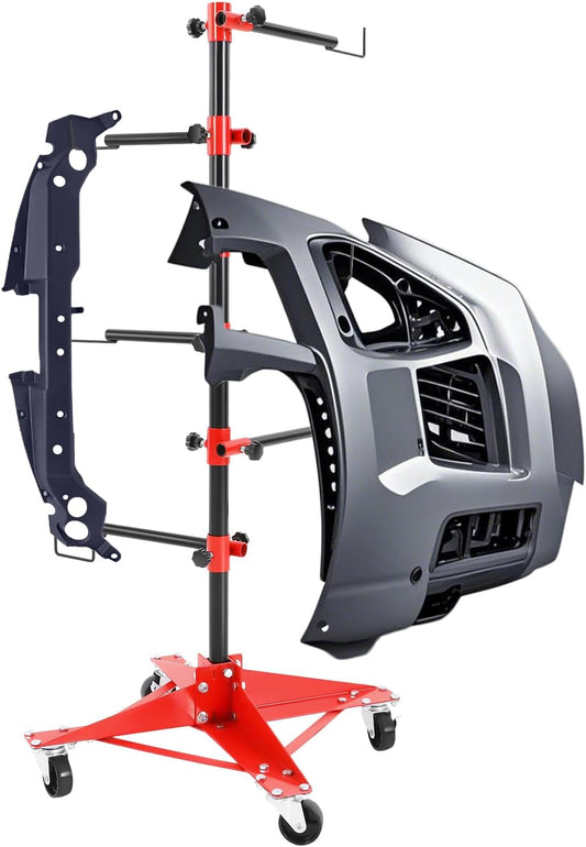 Panel Tree Stand for Painting Rotatable FreeStanding Panel Paint Holder with Wheels Adjustable Center Post for Hang Automotive Doors Fenders Bumpers, Car Repair Shops, Garages(18.5*18.5*47.2in)