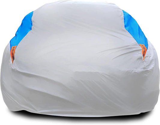 MORNYRAY Waterproof Car Cover All Weather Snowproof UV Protection Windproof Outdoor Full car Cover, Universal Fit for Sedan (Silvery, A6-Fit Sedan Length(207-216 inch)