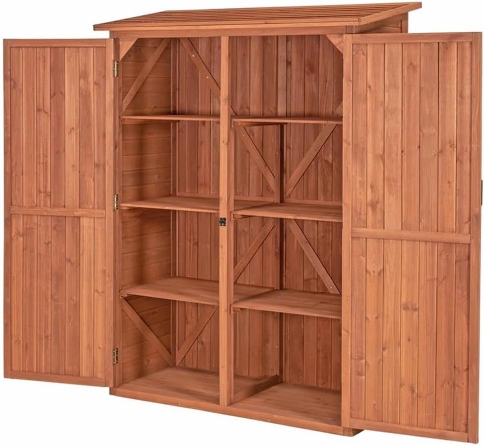 Leisure Season MCS5137 Multi Compartment Storage Cabinet - Brown - Indoor and Outdoor Shed for Garden, Patio, Shed, Backyard, Front Porch, Garage - Tool Organizer and Furniture with Shelves, Cabinets