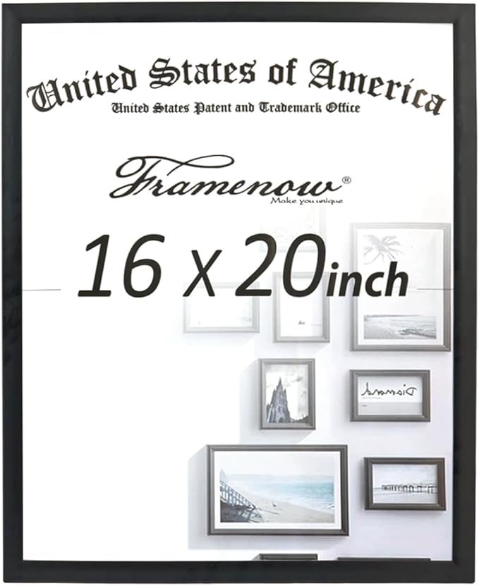 16x20 Picture Frame Hatter-Resistant Glass Display Photo Frame, to Wall Home Decor Black
