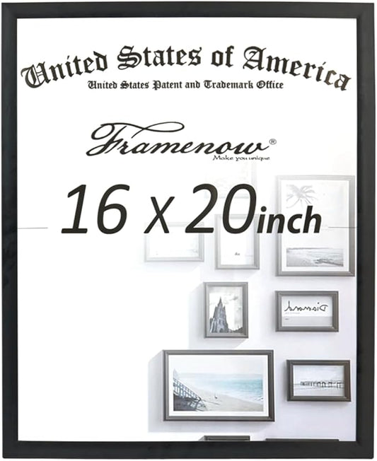16x20 Picture Frame Hatter-Resistant Glass Display Photo Frame, to Wall Home Decor Black