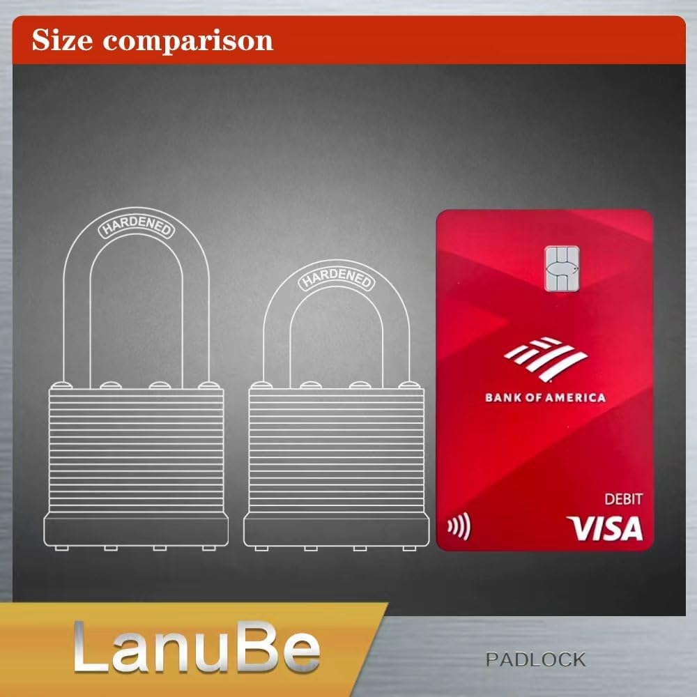 LanuBe Laminated Padlock 1-9/16inch (40mm) Long Shackle 24 Pack Keyed Alike, Blue Plastic Hoop, Bulk Locks for Warehouse, School