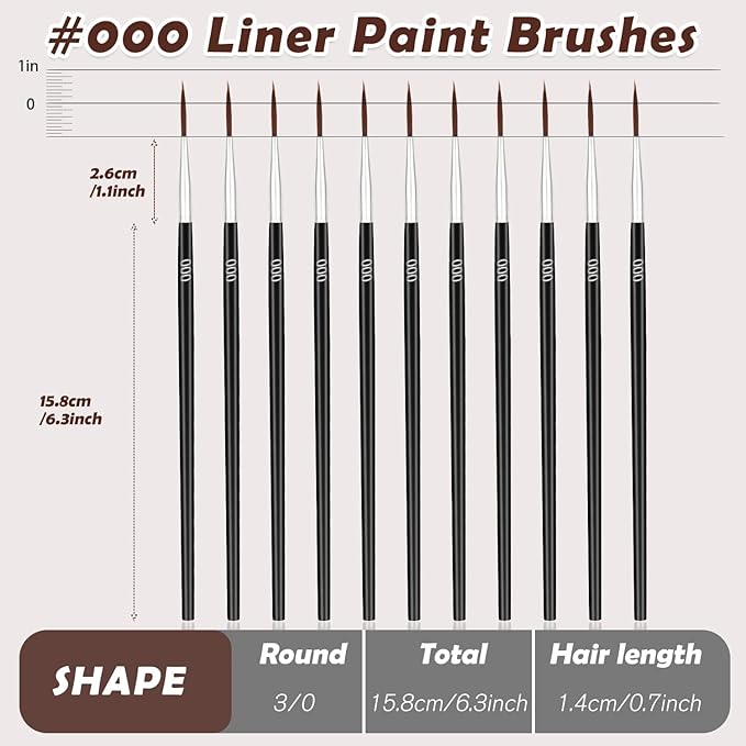 30Pcs Micro Paint Brushes Set with Protective Sleeve, Detail Paint Brushes #000 Fine Line Brushes Set for Watercolor, Acrylic, Crafts, Models