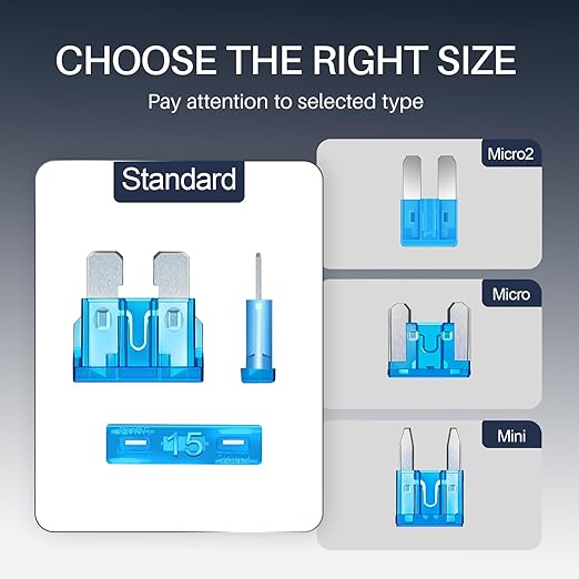 JOREST 25Pcs Standard Car Fuse Kit -Standard Blade Fuses Automotive - Replacement Fuses Assortment Kit for Car/RV/Truck/Motorcycle(2Amp 3A 5A 7.5A 10A 15A 20A 25A 30A 35A 40A)