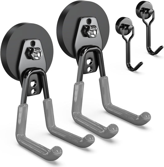 3-H Heavy Duty Magnet Garage Hooks 2 Pack, Large Strong Magnetic Hooks for Hanging Cordless Power Drill, Utility Magnetic Tool Holder for Metal Cabinet, Steel Pegboard, Toolbox, Garage(Grey)