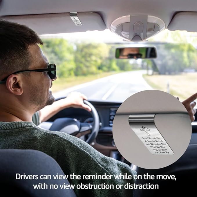 Lord Grant Me A Steady Hand and Watchful Eye Engraved Stainless Steel Car Visor Clip, Travels Visor Car Accessories for Women Men, Safe Driving Religious Gifts for Family Friend Driver