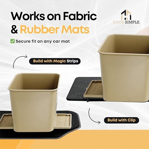 Car Trash Can for Vehicles Leakproof Compact Garbage Bin w/ Stability Flap, Anti-Slip Base, Portable Trash Holder for Cars, Trucks, SUVs, Minivans Compact, Auto Container Organizer (Mocha, Small)