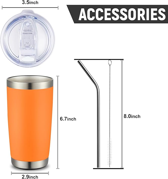 COMOOO 20oz Tumbler with Straw Stainless Steel Insulated Coffee Tumbler Cups Double Wall Vacuum Travel Coffee Mug with Splash Proof Sliding Lid for Hot Cold Drinks (Mix Color,6 Pack)