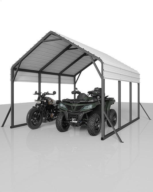 13'x16'x11' Metal Carport, Steel Heavy Duty Car Ports for All-Weather, for Cars, Motorcycles, ATV, or Boats, N.W. 500 Lbs