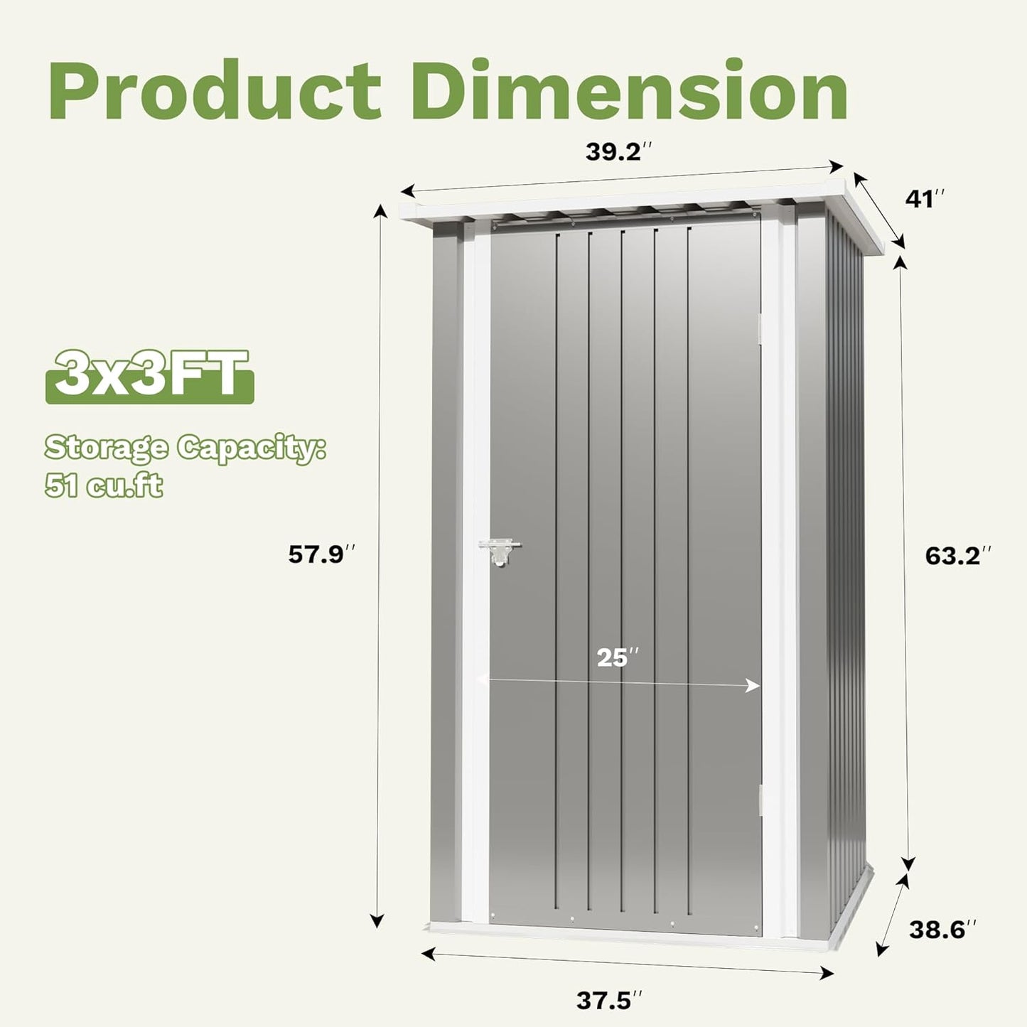 Devoko 3x3 FT Outdoor Storage Shed, Small Garden Tool Shed with Single Lockable Door, Metal Tool Storage Shed with Sloping Roof, Outside Shed for Backyard Patio Lawn, Gray