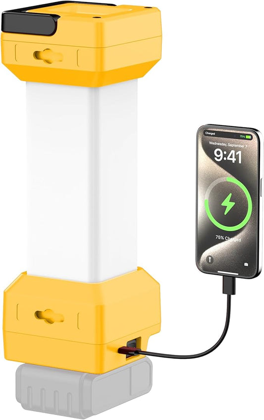 Cordless Led Work Light for Dewalt 20V MAX Battery 2900LM Flashlight Flood Light with Type-C 20w Fast Charging, Emergency Lantern with Low-Voltage Protection (NO Battery)