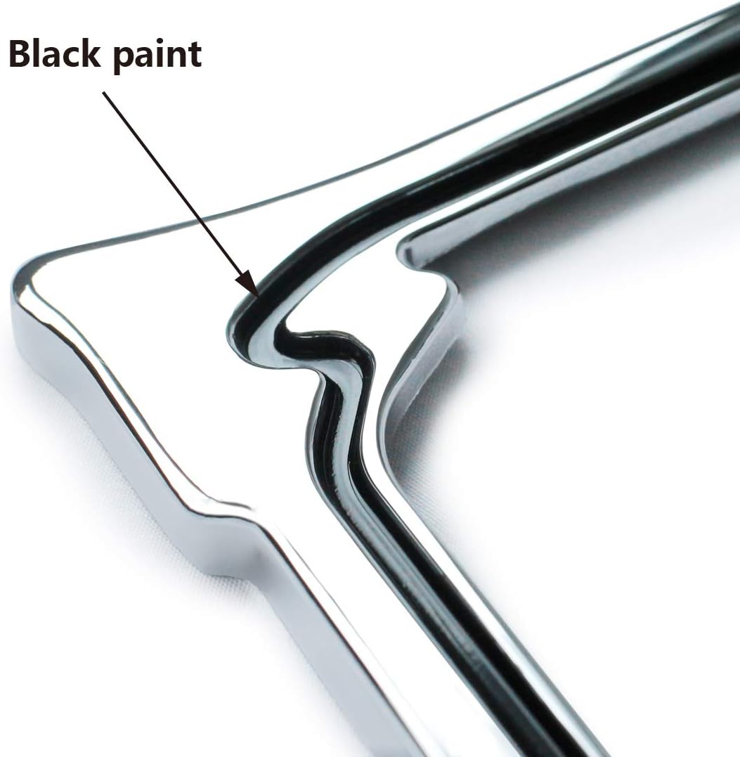 Creathome 3D Chrome License Plate Frames, Pure Zinc Alloy Metal with Horn Shape Pattern