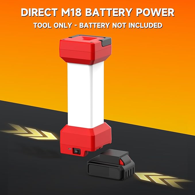 2900LM Cordless LED Work Light for Milwaukee M18 18VBattery,Camping Light with Type-C20W Fast Charging for Hiking, Workshop &Emergency,with Low-Voltage Protection (Battery Not Included)
