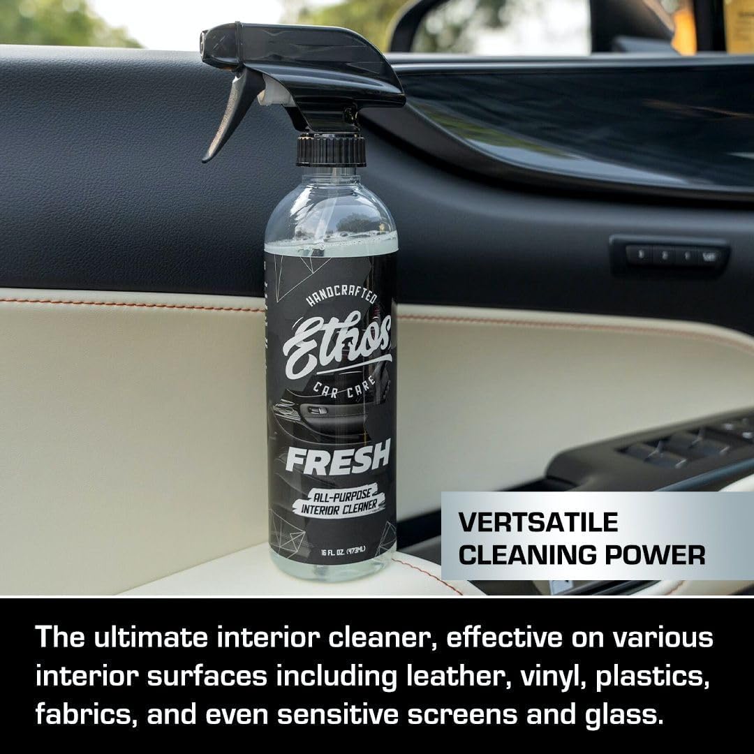Ethos FRESH - All Purpose Interior Cleaner Car Detailing Kit, Detailing Spray - Car Interior Detailing - Interior Cleaner for Cars, Trucks, SUVs, Jeeps, Motorcycles, RVs & More