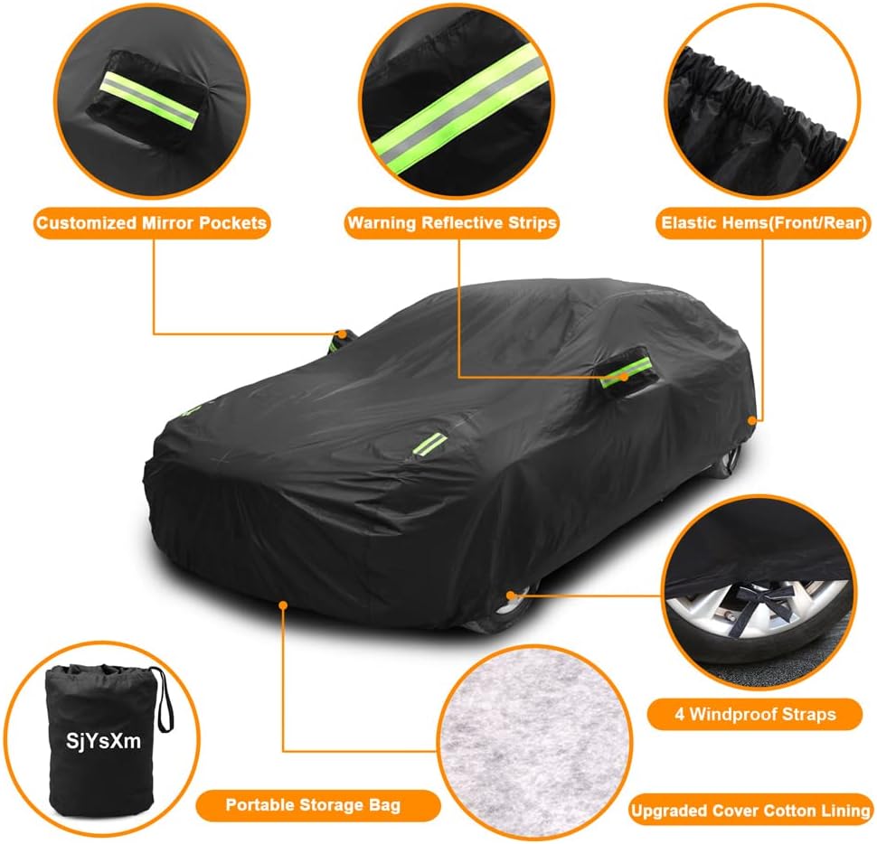 Custom Car Cover Compatible with Maserati Ghibli 2013-2025/ GranTurismo GranCabrio, Waterproof Rain Snow Sun UV Cover with Cotton Lining, All Weather Outdoor Car Cover with Windproof Straps