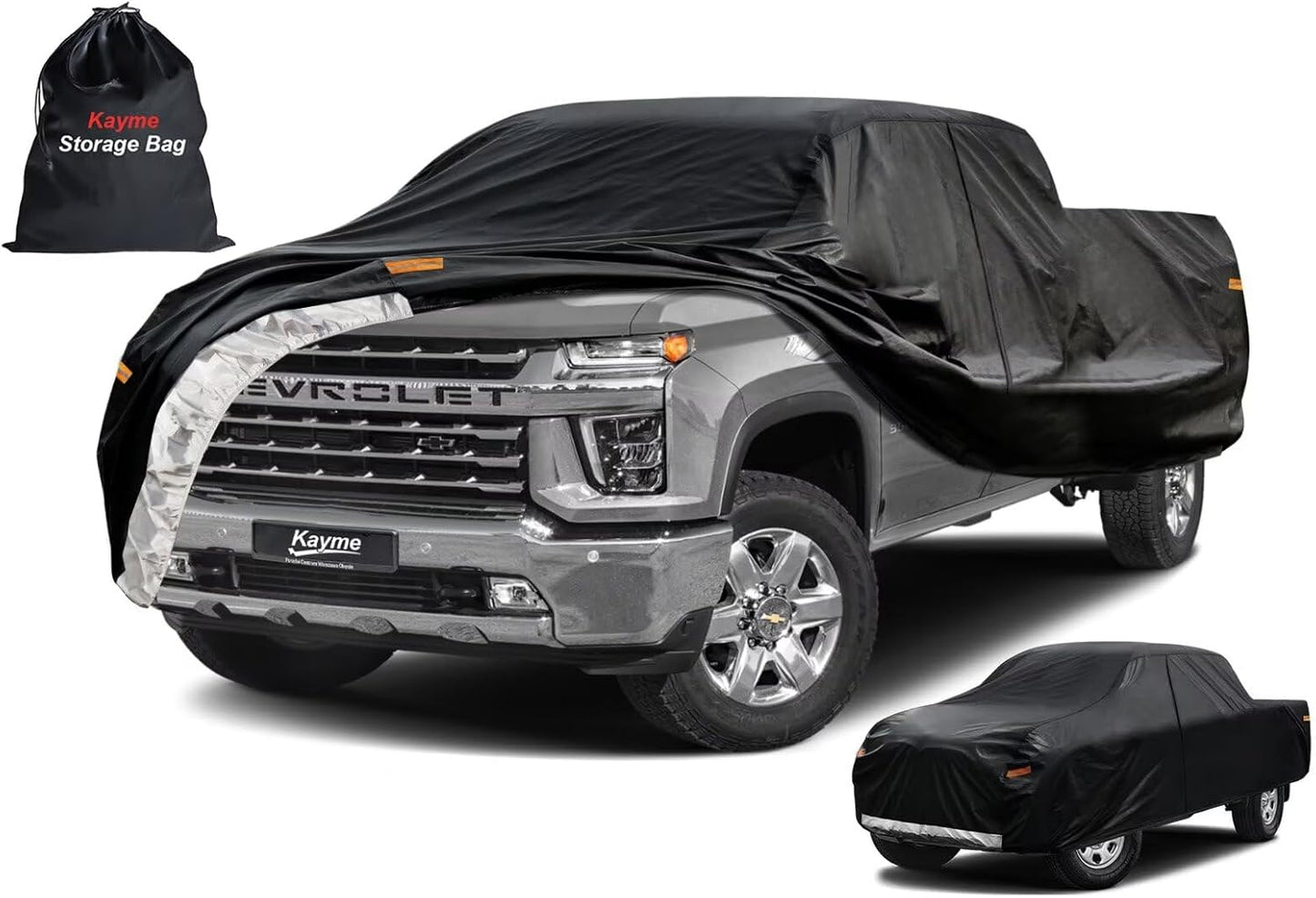 Kayme Truck Cover Custom Fit Chevrolet Silverado 3500HD(2020-2025) Regular Cab LB. Full Exterior Heavy Duty Outdoor Pickup Truck Car Cover Waterproof All Weather.Car Tarp for Sun Dust Protection.