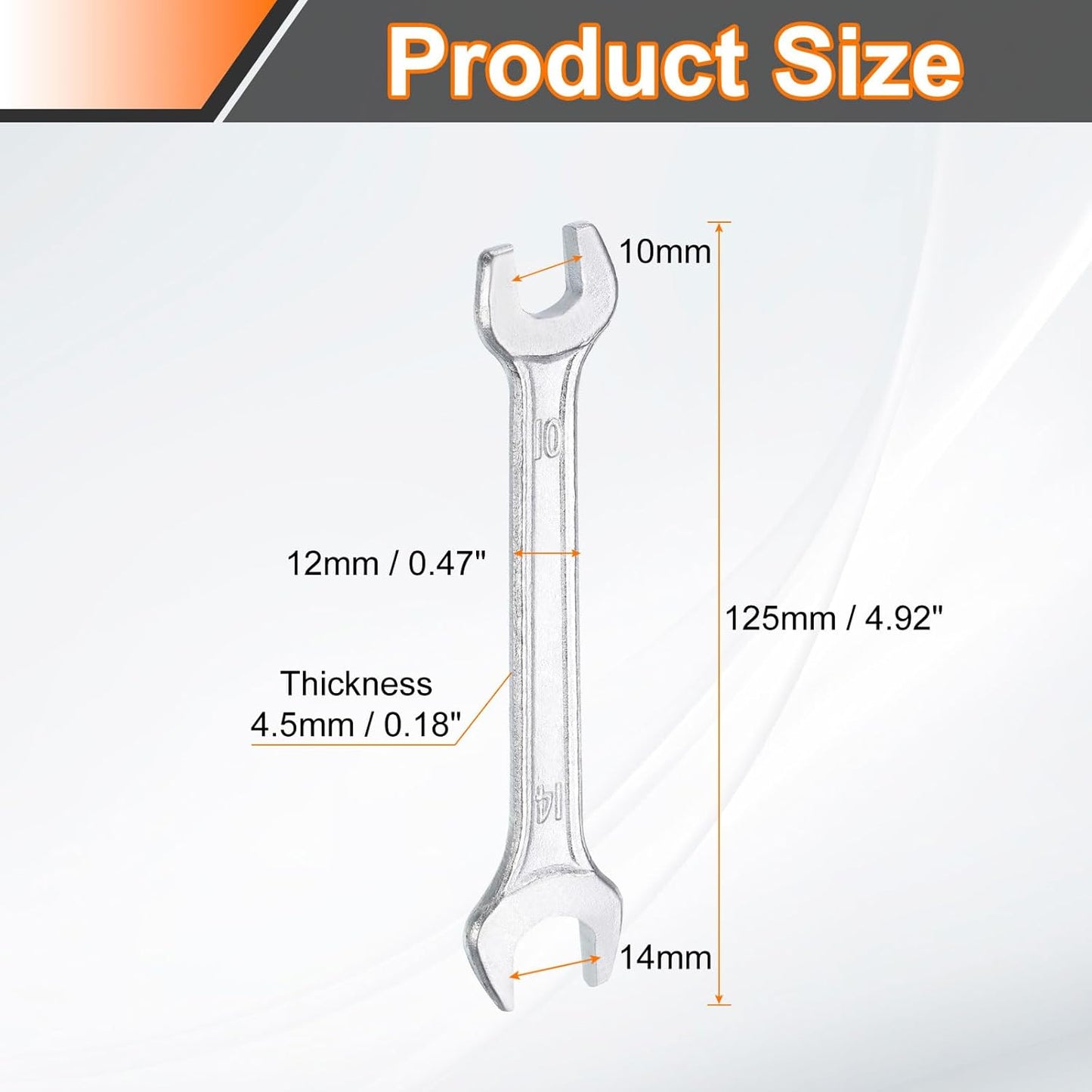 HARFINGTON 5pcs Double Open End Wrench 10mm x 14mm Metric 15 Degree Offset Angle Small Flat Head Wrench Galvanizing Open Ended Spanner for Automotive Repair Furniture Assembly