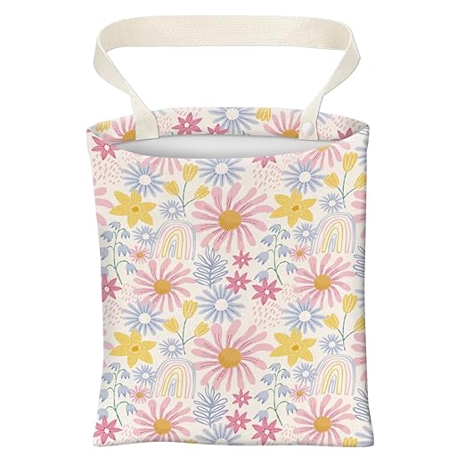 Car Trash Can, Cute Car Trash Bag, Hanging Car Organizer and Storage Bag, Trash Bin for Car Accessories, Vehicle, Travelling, Camping Cute Spring Flower