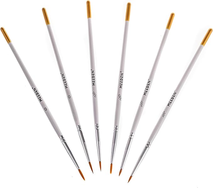 MEEDEN Miniature Detail Paint Brushes - 2/0 3/0 0 Small Fine Tip Paintbrush Set for Acrylic Watercolor Painting - Modle Paint Brush for Craft Nail