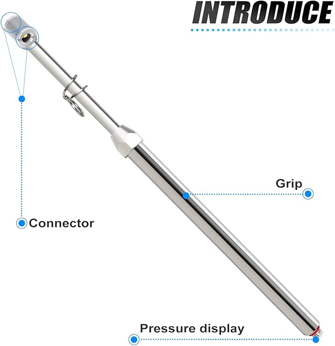 MEANLIN MEASURE 5Pcs Silver Double Straight Type Tire Pressure Gauge，Dual Head Air Pressure Gauge，Pressure Range 10-160 Psi(Suitable for Trucks, etc.