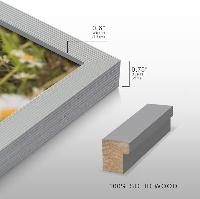 Renditions Gallery 8X10 Custom Photo Prints with Real Wood Picture Frames. Create Personalized Photos with Peel & Stick Photo Frames. Single, Gray Frame