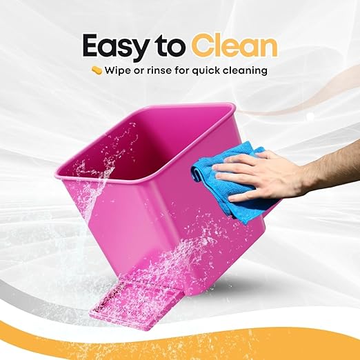 Car Trash Can 2L with Stability Wings & Velcro for Extra Stability ??Magic Strip & Clip for Fabric & Rubber Mats ??Durable Plastic, Easy Pull Trash Bags Included ??Pink