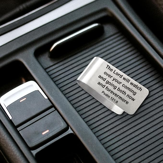 The Lord Will Watch Over Your Coming and Going Visor Clip for Cars, Bible Verse Engraved Car Visor Clip, Christian Gifts for Drivers Family Friends, New Driver Gifts, Funny Car Accessories