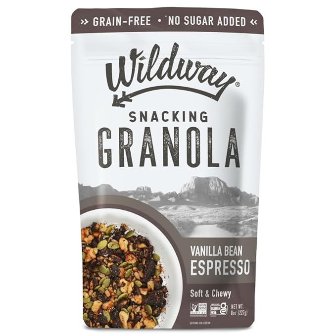 Wildway Keto Granola | Vanilla Bean Espresso | Grain-Free, Certified Gluten-Free Cereal | Vegan, Low Carb | No Sugar Added | Paleo-Friendly | Non-GMO Fruit & Nut Clusters | Nutrient-Rich Snack | 8 oz
