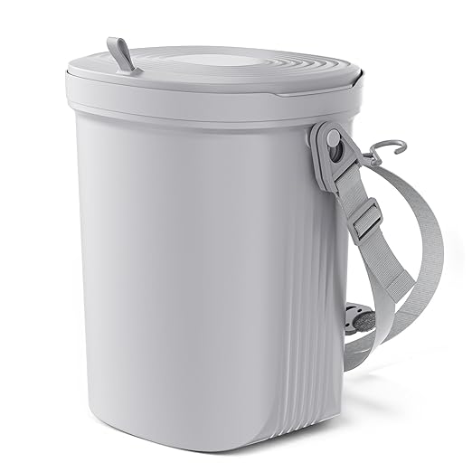 Trash Can for Car Garbage: Leakproof Silicone Car Waste Bin w/Lid for Drivers and Passengers; 2 Gallon Garbage Container for Vehicle, Sedan, SUV, Van, MPV & Truck (Gray)
