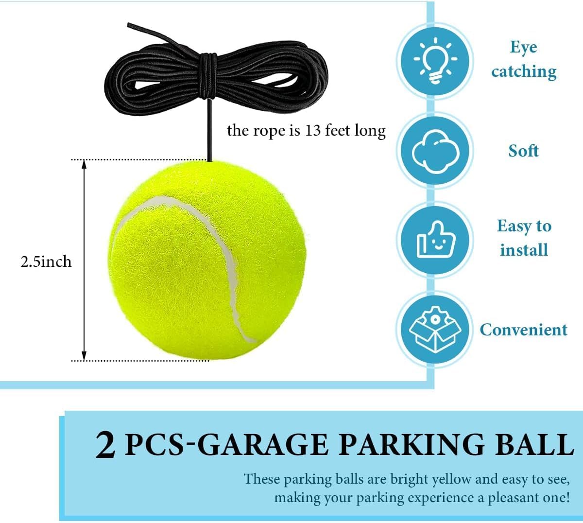 2PC Garage Parking Assistance Tennis Balls, Garage Car Stop Indicator, Garage Tennis Ball Parking Aid, Suitable for Parking aids for Home Garage. (Football)