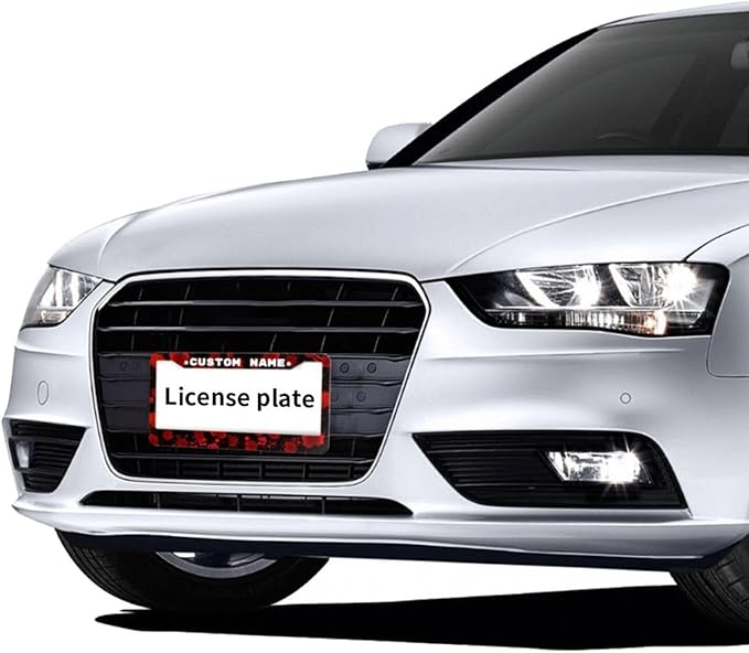 Custom License Plate Frame Blood - 2 Pack Personalized Add Text Black Custom License Plate Frame with Standard Us Canada Vehicles 12.3 X 6.3in