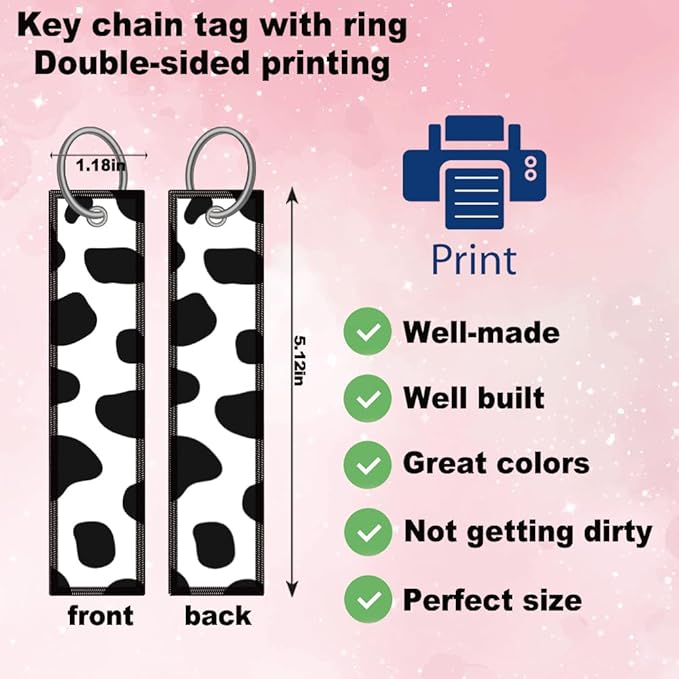2pcs Cow White Black spot License Plate Frame for Women, Animal Cow Print car Decorative tag Frames Girly, Cute Metal License Plate Cover Holder for Vehicle with Double Sided car Keychain tag