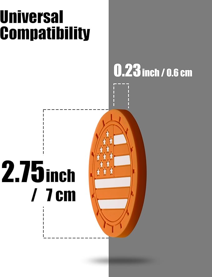 4 Pack Car Cup Coasters, Universal American Flag Non-Slip Silicone Cup Holder Inserts, Car Interior Accessories, Orange