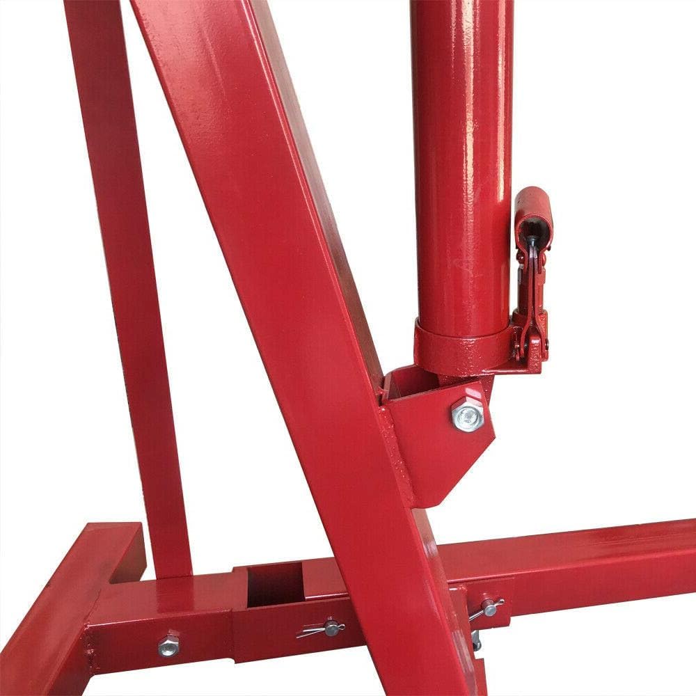 2 TON 4000 lbs Foldable Hydraulic Engine Hoist Cherry Picker Heavy-Duty for Garage Shop Lifting, Red