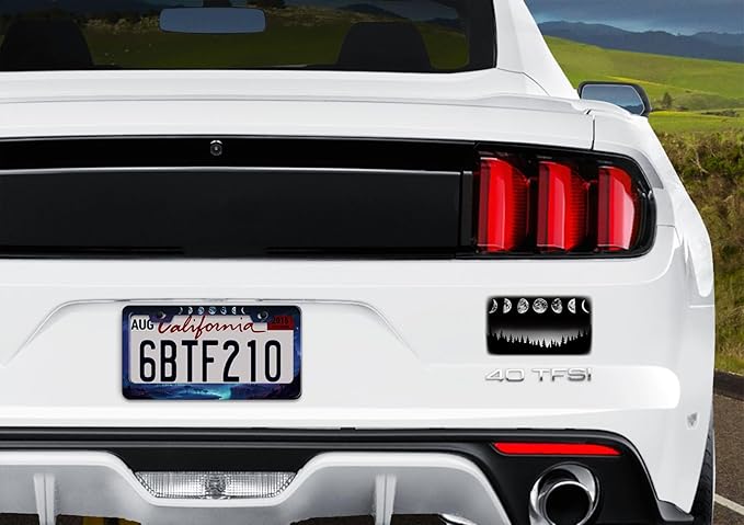 1pcs Moon Phase License Plate Frame for Women, Mysterious Planet car tag Frames Girly for Vehicle with Non Adhesive Electrostatic Sticker