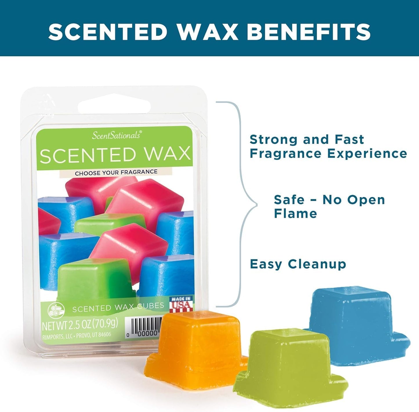 Scentsationals Wax Melts, Wax Cubes Strong Scent - Sweet Berry Cupcake - Long Lasting Scented Wax Melts for Warmer, 10oz (24-Cubes)