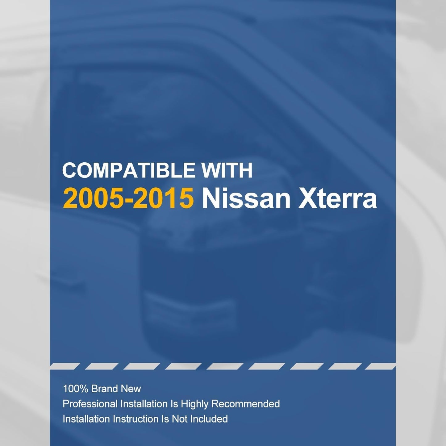 Auto Dynasty 4Pcs Carbon Fiber Pattern Window Visors Compatible with 2005-2015 Nissan Xterra, Tape-On Front & Rear Window Deflectors Rain Guards Sun Wind Air Side Vent Shade, Glossy Black