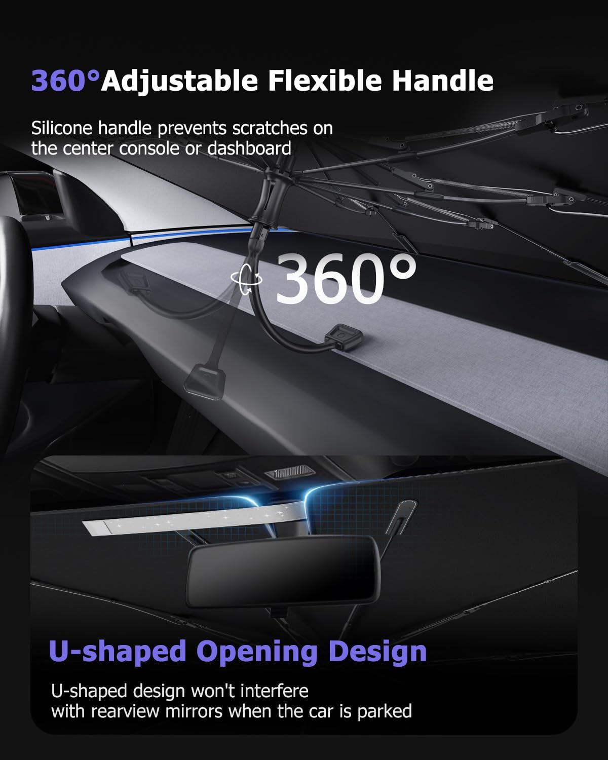 2025 4Runner Car Windshield Sun Shade Windshield Sunshade Umbrella [Star Fabric] Protect Car from Sun Rays&Heat Damage Keeps Vehicle Cool, Spring Structure Edge Fits Toyota Windshield Sun Shade (S4)