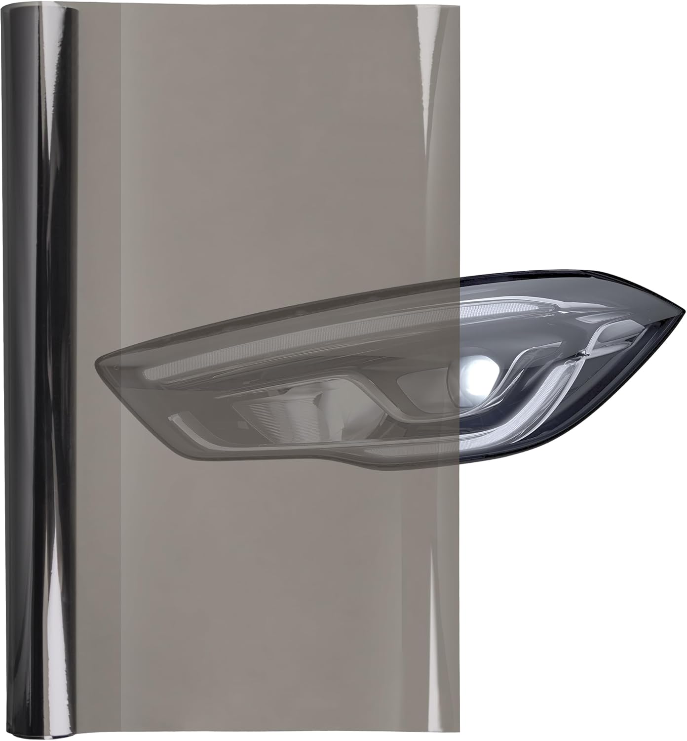 Lypumso 16 x 60 Inches Headlight Taillight Car Tint Vinyl Film, Self Adhesive Fog Lights Sticker Sheet Roll for Car Lights Cover Protection (Smoke Black)