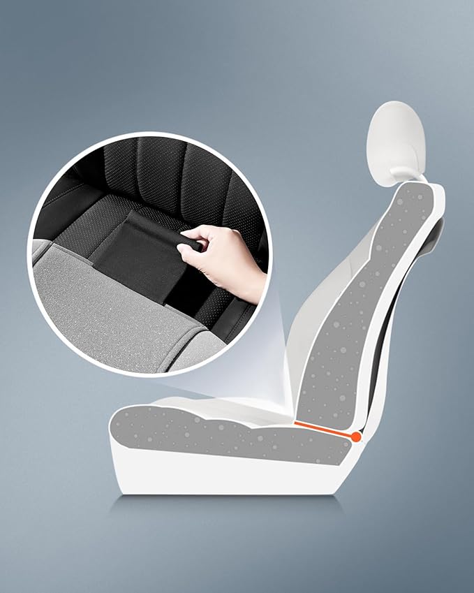 Road Comforts Full Set Car Seat Covers Front Rear Seat Cover Low Back, Flax Seat Protector, Airbag Compatible, Universal Fits for Most Cars, Truck, SUV, Vans Gray