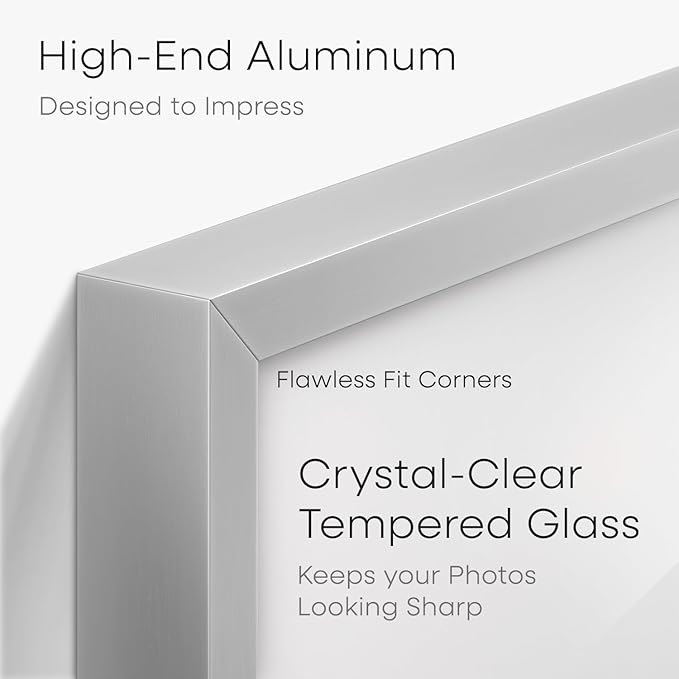 Homeforia 8.5x11 Diploma Frame Silver, High End Metal 8.5 x 11 Certificate Frames, 11x8.5 Document Frame for Wall or Tabletop, 8.5by11 Letter Size Graduation Frames, Tempered Glass, Wall Kit, Set of 1