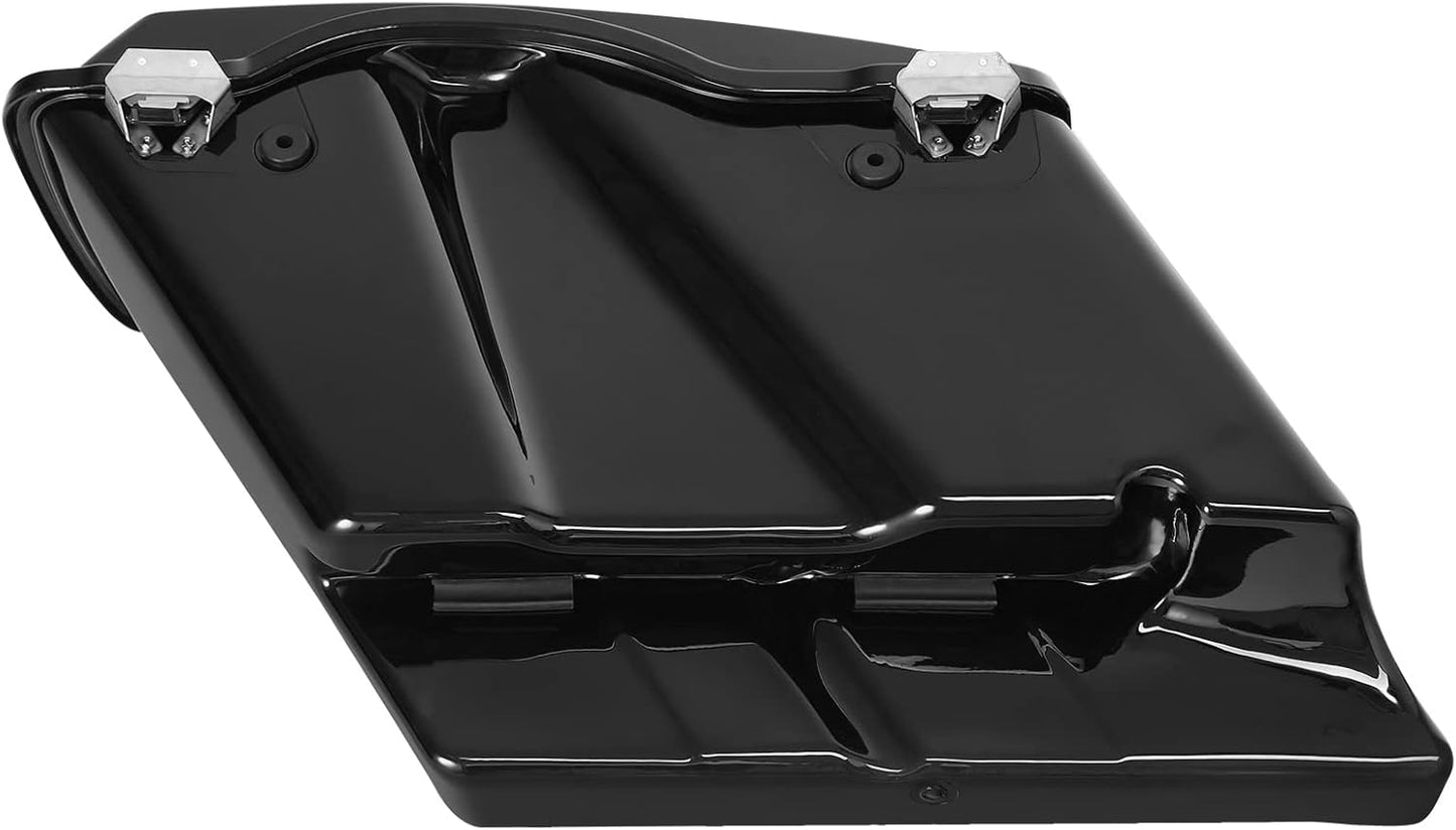XFMT Motorcycle Stretched Saddlebags Vivid Black 5" Extended Hard Saddle Bags W/Black Latches For Harley Touring Road King Street Glide Road Glide Electra Glide Ultra Classic 1993-2013