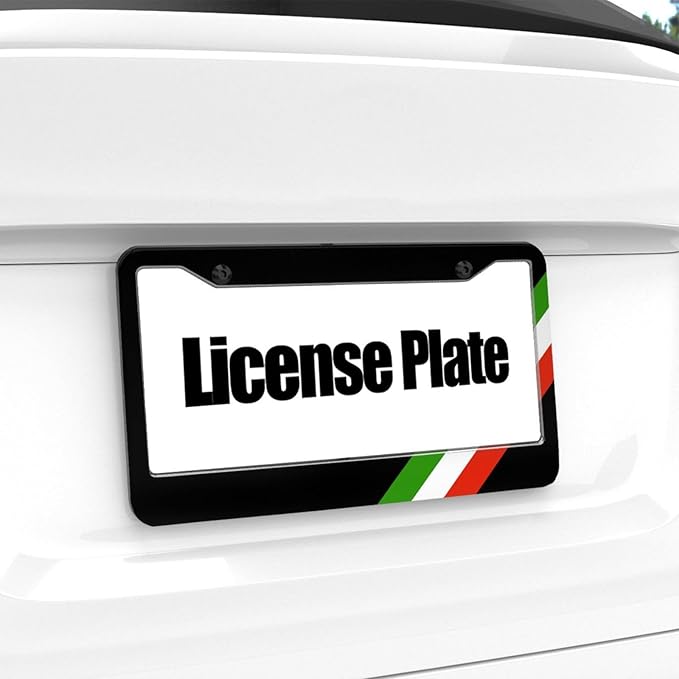 Italian Flag License Plate Frame - 1 Pack Personalized Aluminum Car License Plate Cover Italy Flag 3 Colors Sports License Plate Holder Universal US-Canada 2 Hole Auto Car Tag for Women/Men